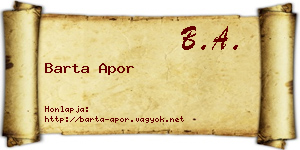 Barta Apor névjegykártya
